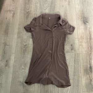 Brown Button-Up Romper